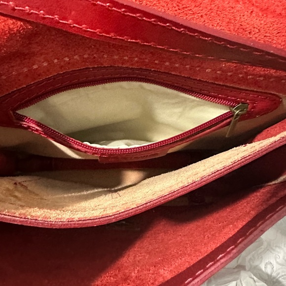 Made in Italy Real Leather Crossbody Purse Red- NWOT - Picture 11 of 14